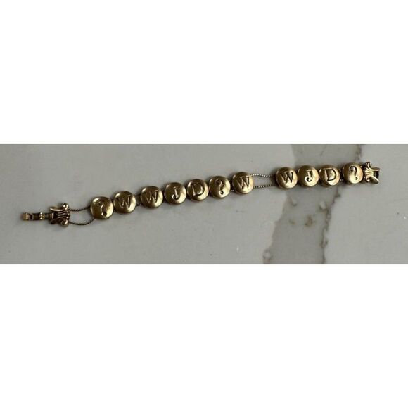 VINTAGE TOFA gold toned WWJD charm bracelet - Picture 1 of 3